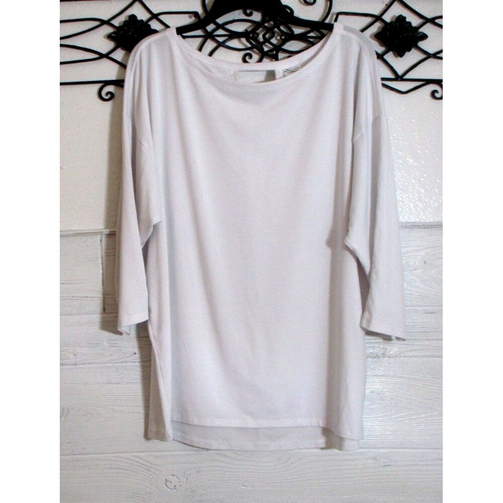 Athleta Knit Top Women's Size XL Loose Fit White Long Sleeve Round Neck
